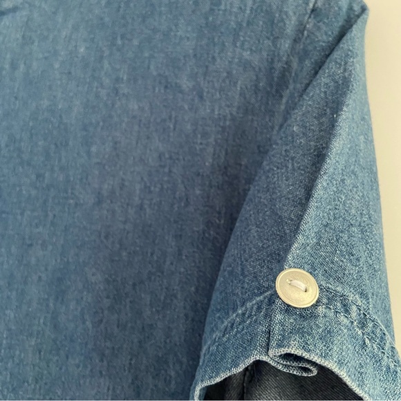 Vintage Pellini Blues petites women's 6P Denim Dress Tie Vest Floral Embroidery - Picture 14 of 16